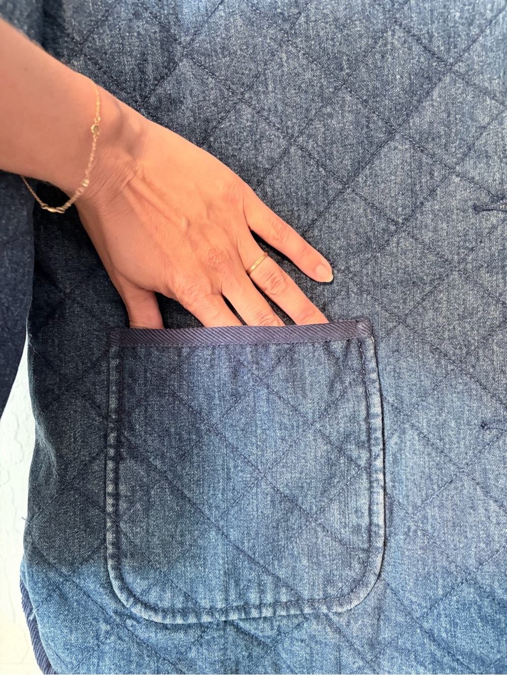 Charter Club Quilted Denim Chore Utility Jacket - Navy Blue - Printed Lining - Picture 4 of 10